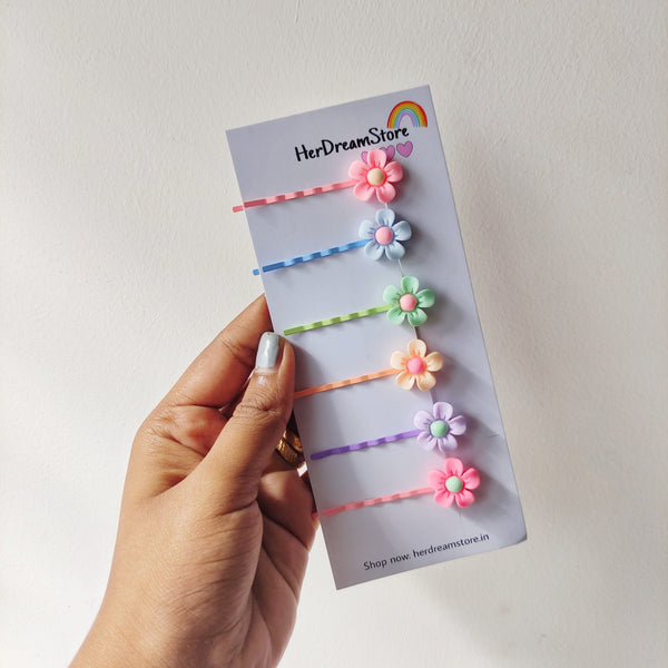 Flower Color Bobby Pin – Set Of 6