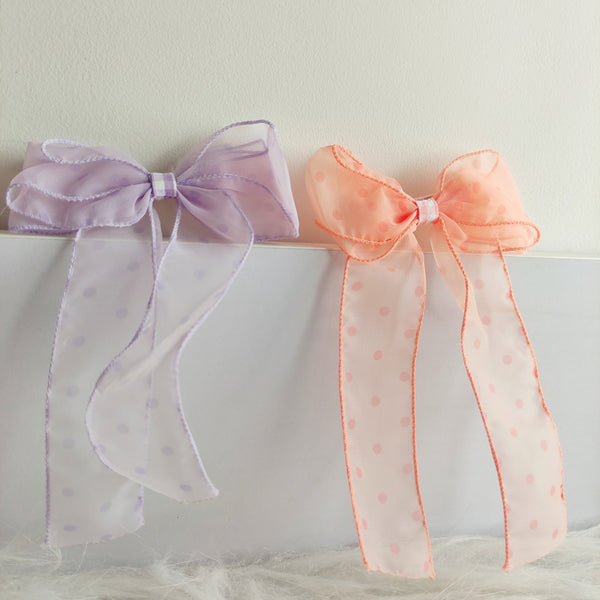 Polka Dot Organza Bow Tail Clip