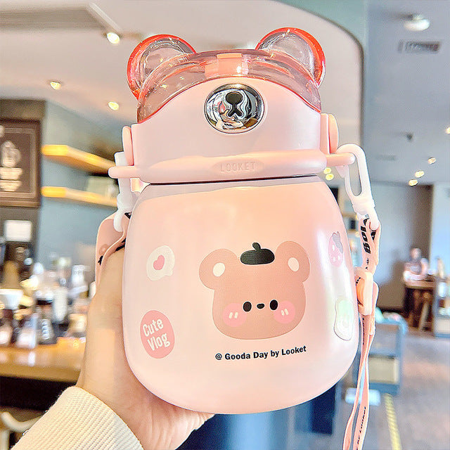 Kawaii Bear Stainless Steel Sipper Bottle