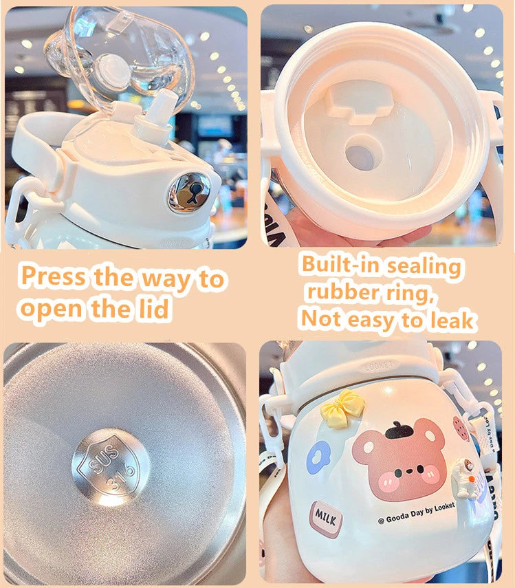 Kawaii Bear Stainless Steel Sipper Bottle