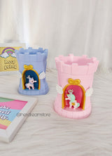 Unicorn Castle Tower Pen/Pencil Holder - Blue