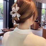 Luxury Pearl Ribbon Hair Claw Clip