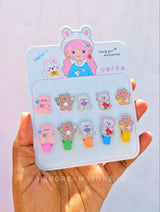 Kawaii Mini Kids Clips and Hair Ties Set