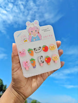 Kawaii Mini Kids Clips and Hair Ties Set