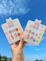 Kawaii Mini Kids Clips and Hair Ties Set