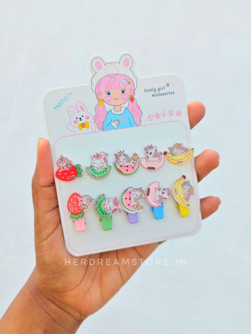 Kawaii Mini Kids Clips and Hair Ties Set