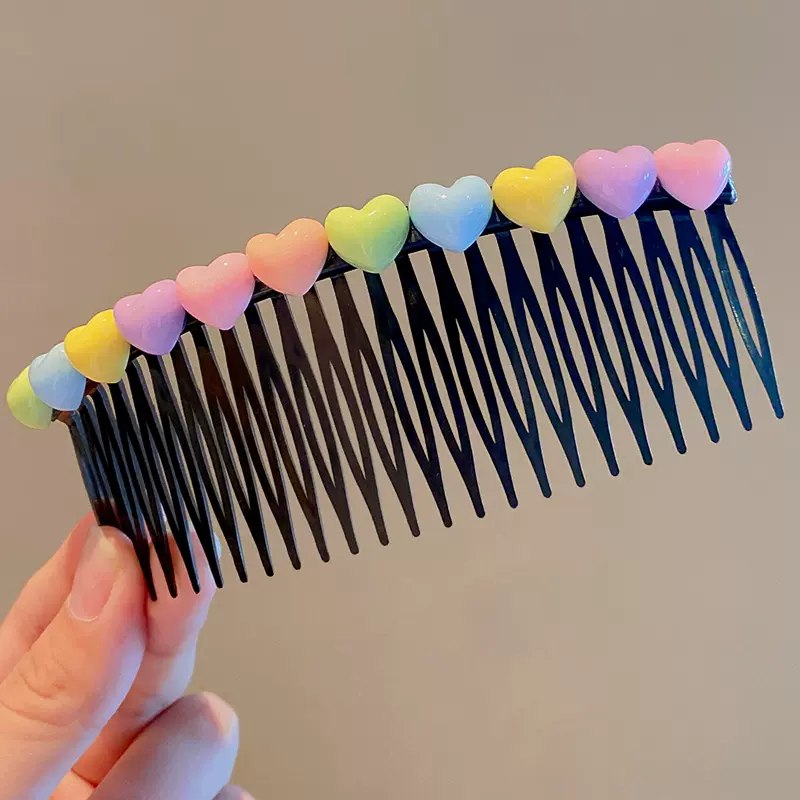 Cute Colorful Heart Hair Comb Clip