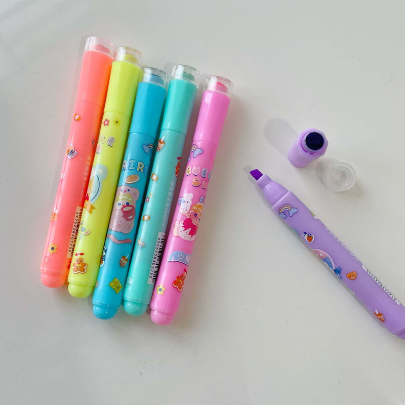 Cute Cartoon Highlighter with Stamp Art