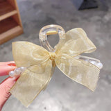 Beaded Ribbon Bow Hair Claw Clip