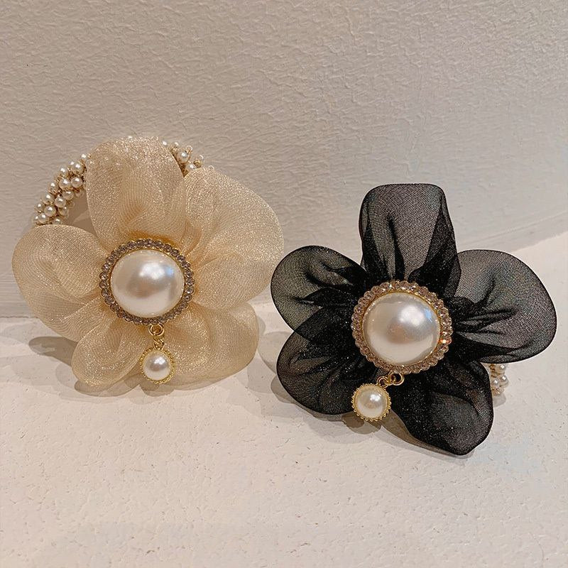 Flower Elastic Pearl Hair Ties